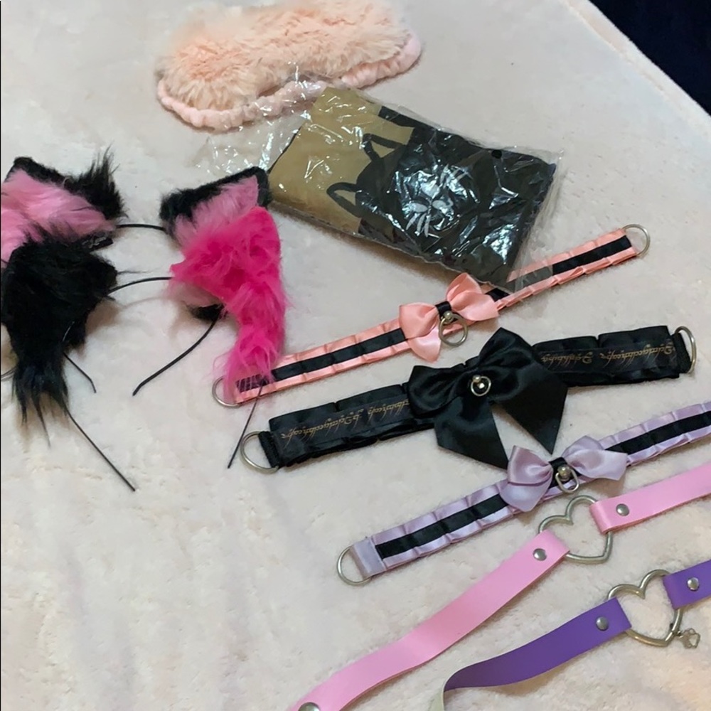 Cat ears cute collars stockings sleep mask